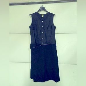 90s Comme des Garçons black wool + satin KILT dress